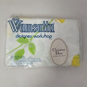 Vintage Wamsutta Christian Dior Pillowcases Two Standard 20x26 Floral USA 70s